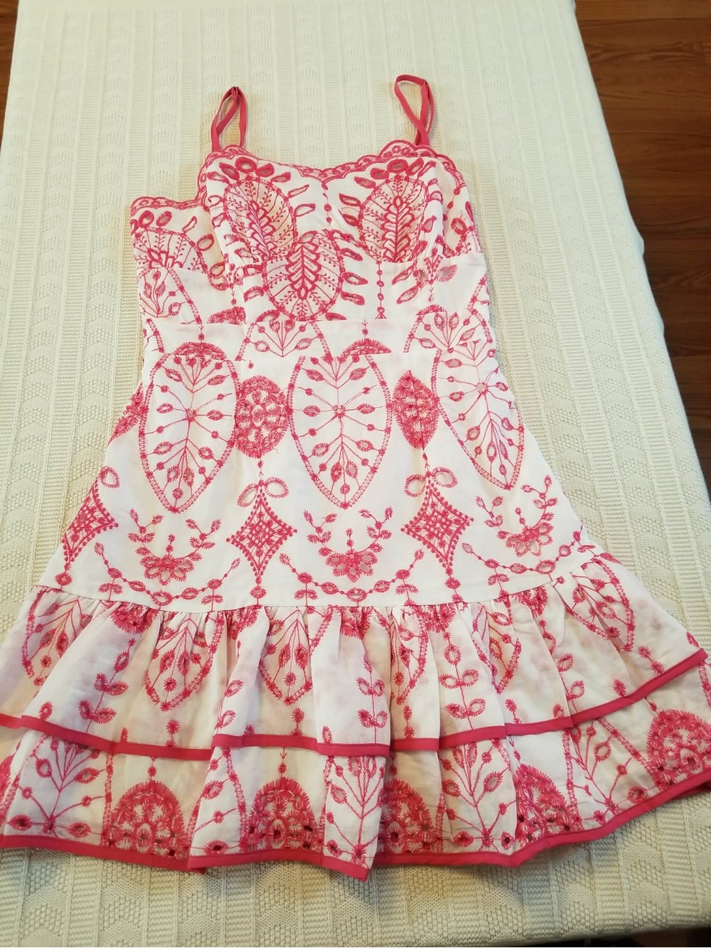 Pants Store red & White Embroidered Sundress